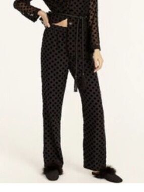 NWT J. Crew Collective Velvet Polka Dot Elastic Waist Polka Dot Pant Black 2